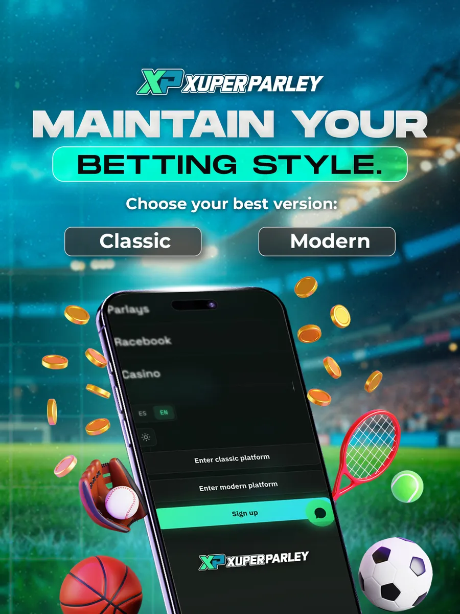 Maintain your betting style at XUPERPARLEY: choose the classic or the modern platform when you sign up.